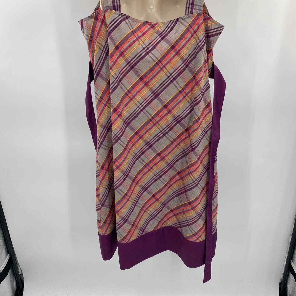 Patagonia Sun Dress Womens 14 Purple Plaid Polyester Organic Cotton Tie back - Picture 6 of 8
